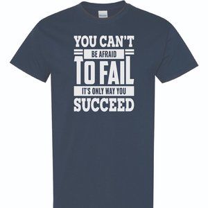 Mens Short Sleeve T-shirt - You Cant Be Afraid - Navy Blue